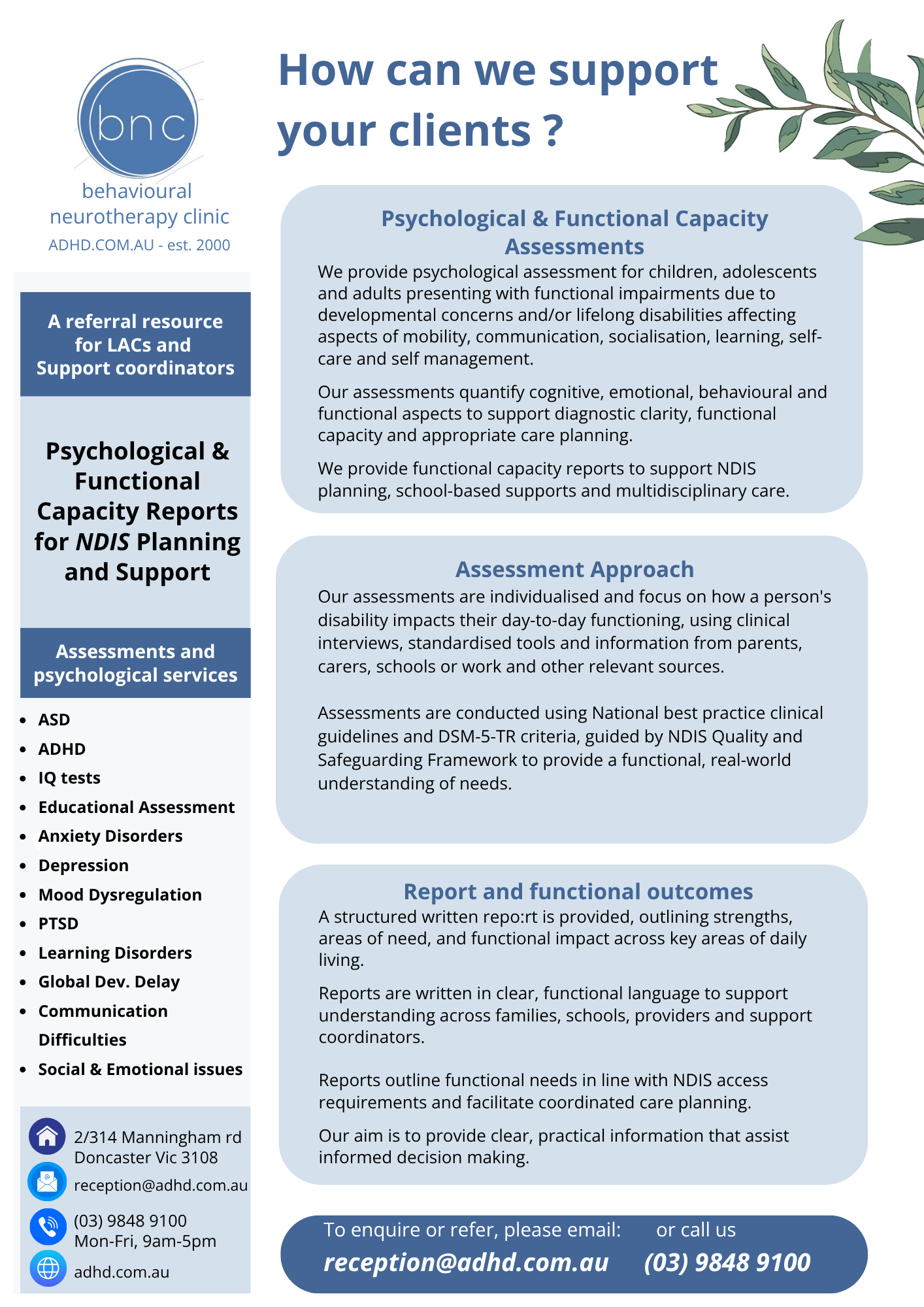 Brochure for Support Coordinators