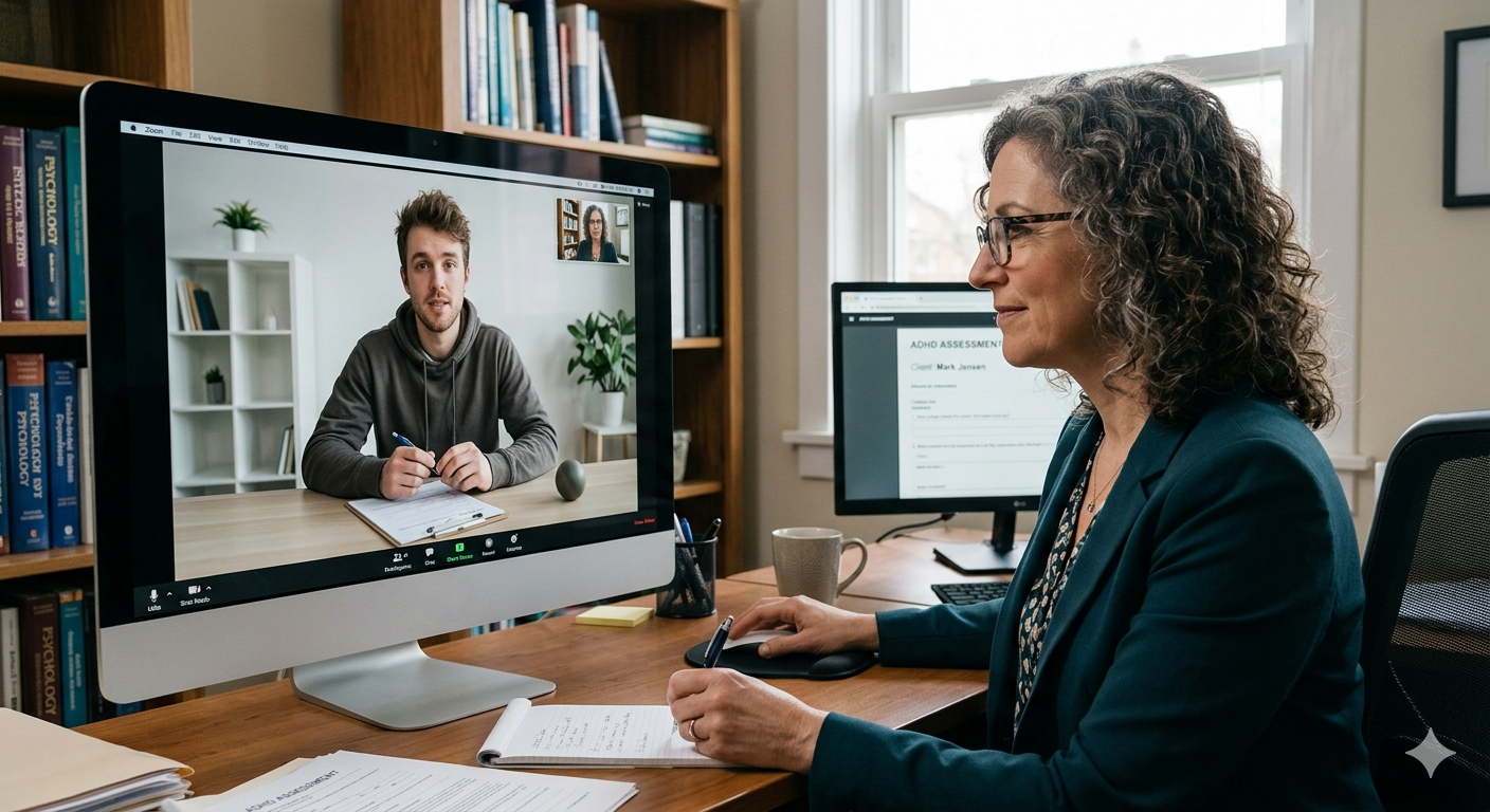 Adult being assessed by ZOOM link