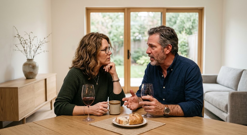 Couple in discussion